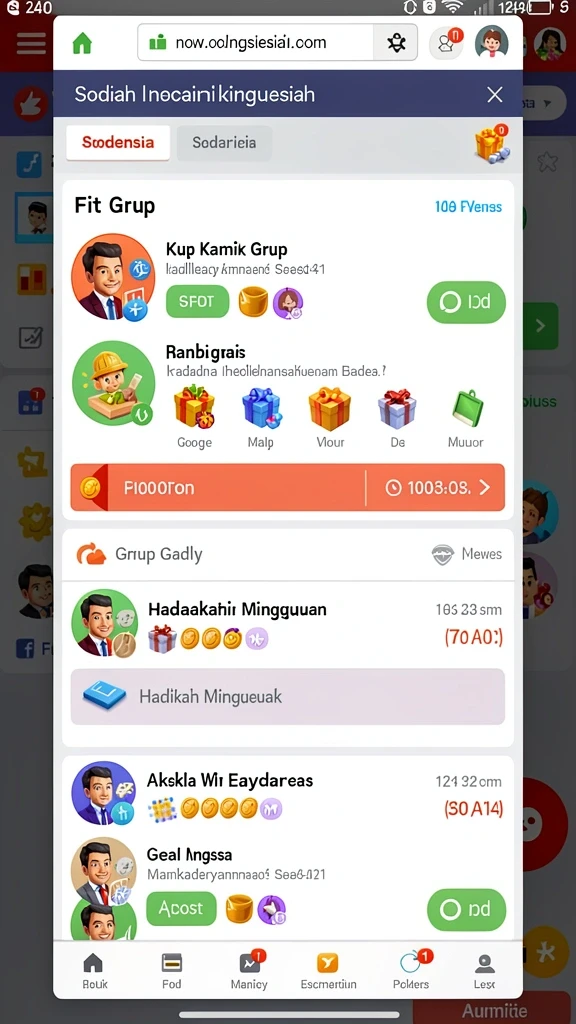 Fitur grup permainan memungkinkan interaksi yang lebih menyenangkan.