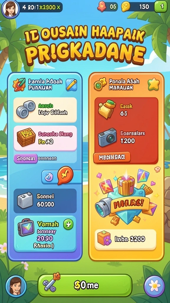 Tangkapan layar menampilkan menu upgrade yang menarik.